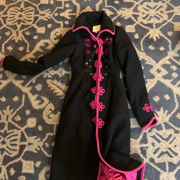 Embroidered colorful wool womens pea coat - Picture 3 of 4